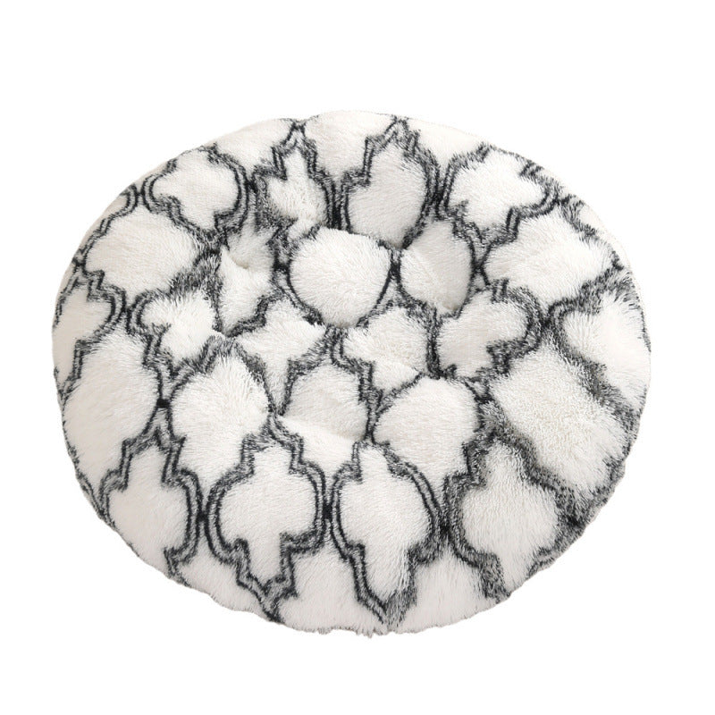 HKM-4406077 Plush Round Dog Mat Bed in Various Colors for Cozy Sleep Environment