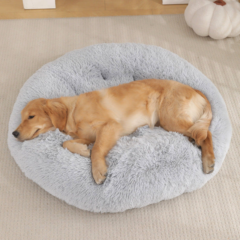 HKM-4406077 Plush Round Dog Mat Bed in Various Colors for Cozy Sleep Environment
