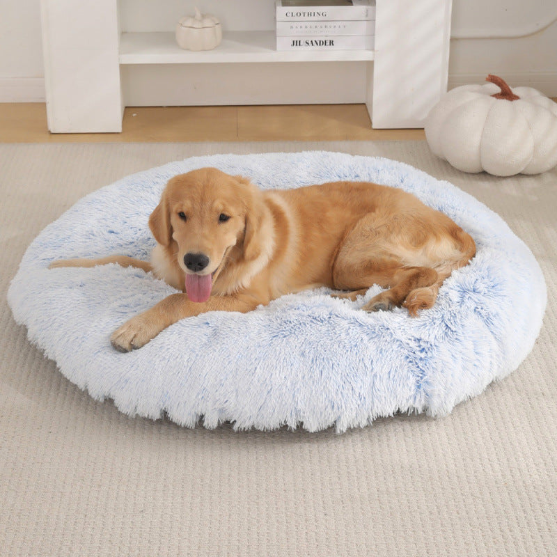 HKM-4406077 Plush Round Dog Mat Bed in Various Colors for Cozy Sleep Environment