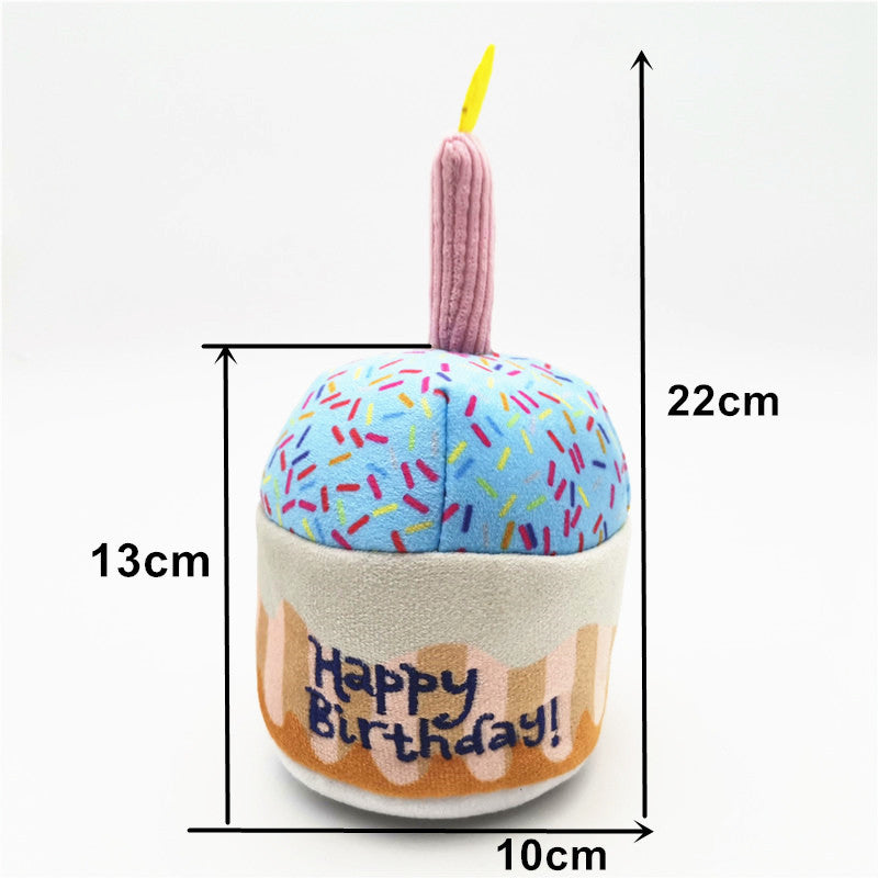 HKM-4407101 Dog Birthday Cake Plush Toy Set - Short Plush Material, Multiple Sizes Available