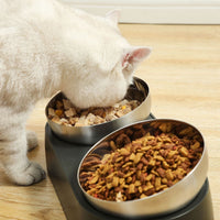 HKM-4407613 Pet Neck Protection Anti-Tumble Bowl for Cats and Dogs - ABS Stainless Steel Design, Single or Double Bowl