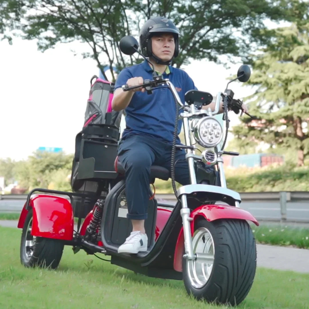 HKM-440787 2000W 3-Wheel Electric Scooter with 10-Inch Tires and Lithium Battery - 60V, 90km Range, 150kg Max Load