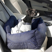 HKM-4409661 Pet Car Seat Protector Pad for Dogs and Cats - Soft and Safe Car/House Use, Dark Stripe, Navy, Gray