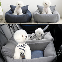 HKM-4409661 Pet Car Seat Protector Pad for Dogs and Cats - Soft and Safe Car/House Use, Dark Stripe, Navy, Gray