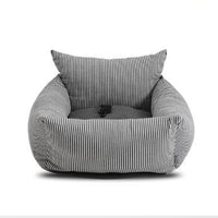 HKM-4409661 Pet Car Seat Protector Pad for Dogs and Cats - Soft and Safe Car/House Use, Dark Stripe, Navy, Gray