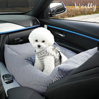 HKM-4409661 Pet Car Seat Protector Pad for Dogs and Cats - Soft and Safe Car/House Use, Dark Stripe, Navy, Gray
