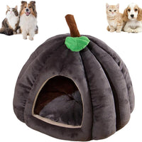 HKM-4410685 Cozy Pumpkin Cat Bed for Indoor Cats and Small Pets - Soft, Warm Cat Cave with Removable Washable Mat