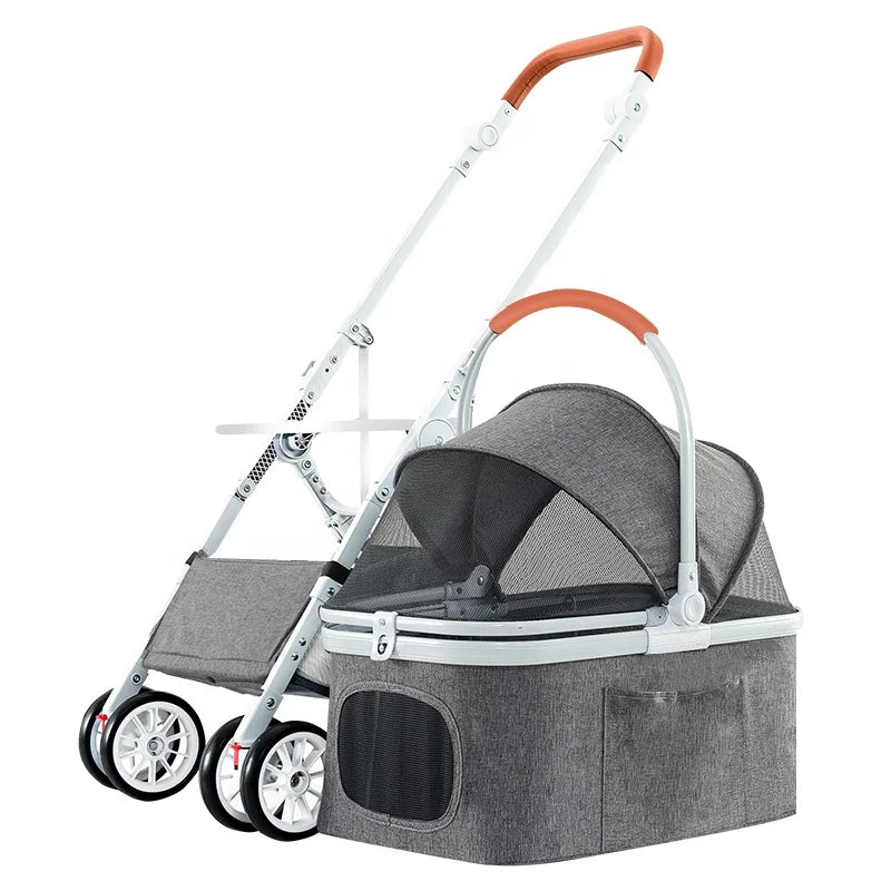 HKM-441107 Foldable 4-Wheel Pet Stroller Travel Carrier for Dogs and Cats