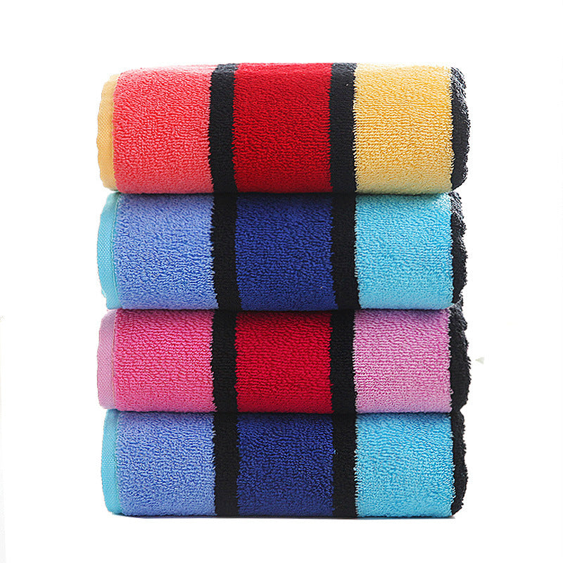 HKM-441171 Soft Cotton Striped Face Towel for Couples - Quick Absorbent, 72x36 cm, Available in Yellow, Red, Blue