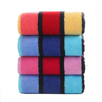 HKM-441171 Soft Cotton Striped Face Towel for Couples - Quick Absorbent, 72x36 cm, Available in Yellow, Red, Blue