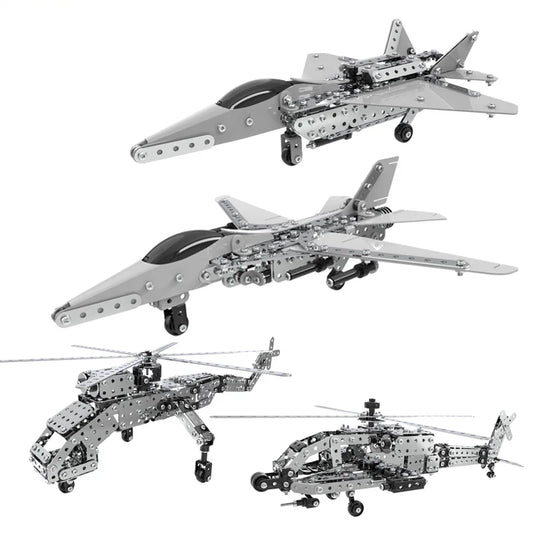 HKM-441171 Stainless Steel DIY Model Helicopter Building Block Set for Ages 8 and Up