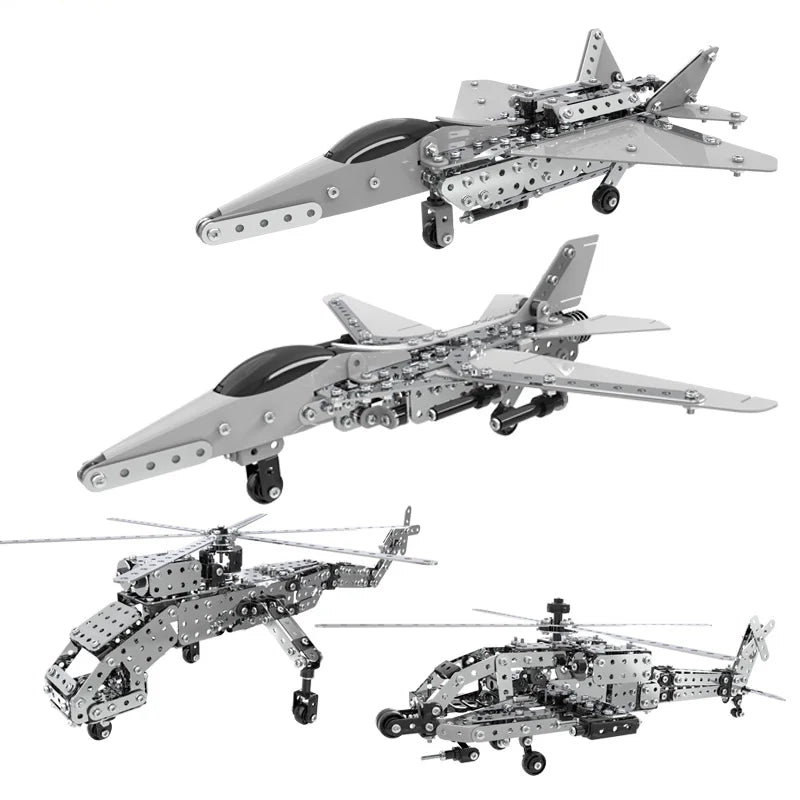 HKM-441171 Stainless Steel DIY Model Helicopter Building Block Set for Ages 8 and Up