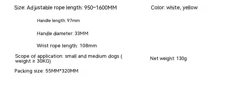 HKM-4412989 Stretchable Dog Leash for Small to Medium Breeds - Durable Nylon Material in Black, White, or Yellow