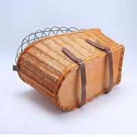 HKM-4415421 Honey Color Willow Rattan Bicycle Rear Pet Basket - Stylish and Functional Storage Solution