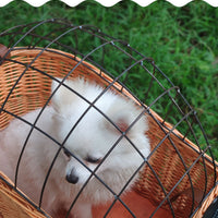 HKM-4415421 Honey Color Willow Rattan Bicycle Rear Pet Basket - Stylish and Functional Storage Solution