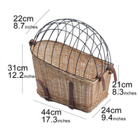 HKM-4415421 Honey Color Willow Rattan Bicycle Rear Pet Basket - Stylish and Functional Storage Solution