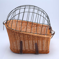 HKM-4415421 Honey Color Willow Rattan Bicycle Rear Pet Basket - Stylish and Functional Storage Solution