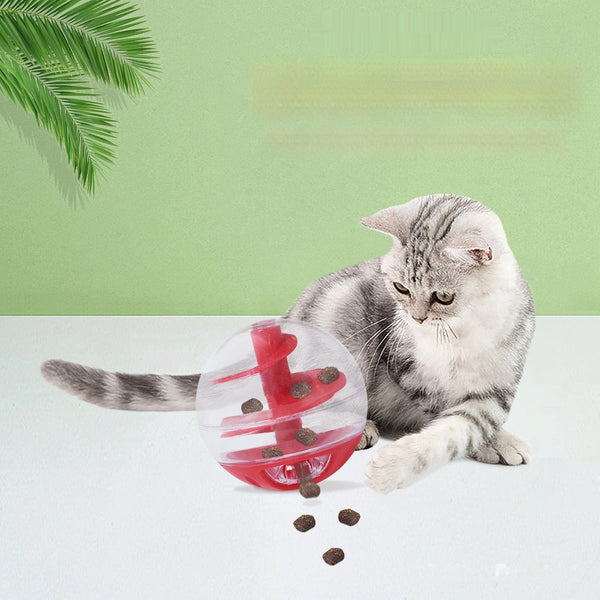 HKM-4416957 Compact Cat Food Leakage Feeder for Training - Red & Blue Options, Durable Plastic Design