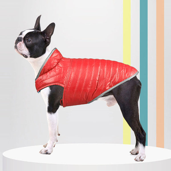 HKM-4417597 Double-Sided Cotton Coat for Dogs - Light Down Vest in Red, Orange, Pink, and Blue