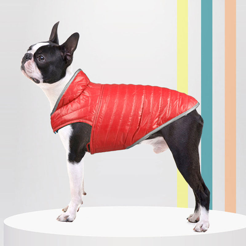 HKM-4417597 Double-Sided Cotton Coat for Dogs - Light Down Vest in Red, Orange, Pink, and Blue