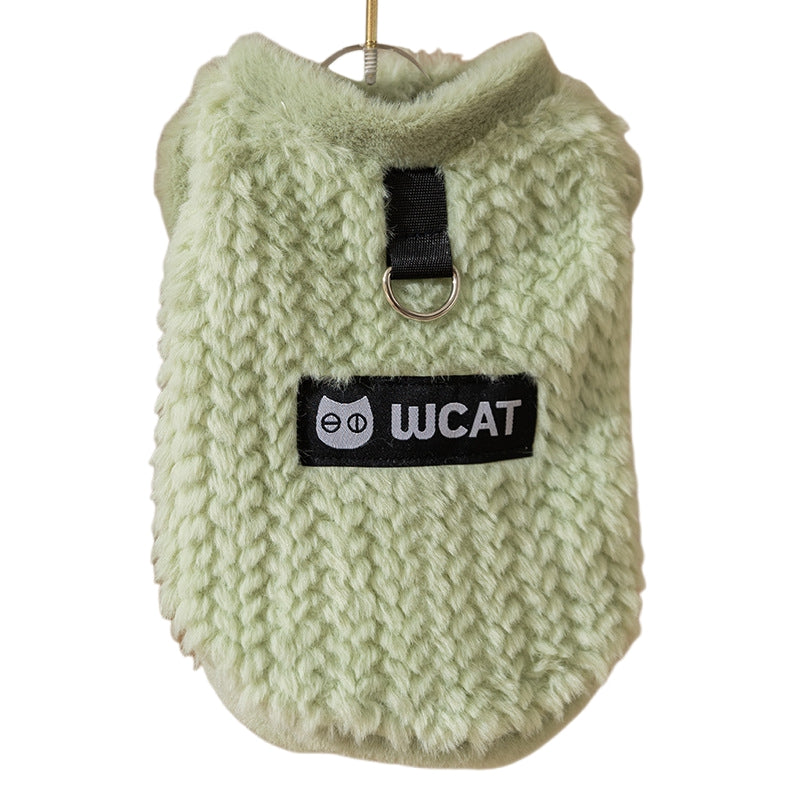 HKM-4417725 Fleece Vest for Small and Medium Dogs - Sleeveless Warm Pet Clothing in Soft Green and Neutral Beige