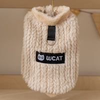 HKM-4417725 Fleece Vest for Small and Medium Dogs - Sleeveless Warm Pet Clothing in Soft Green and Neutral Beige