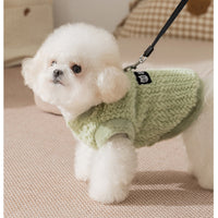 HKM-4417725 Fleece Vest for Small and Medium Dogs - Sleeveless Warm Pet Clothing in Soft Green and Neutral Beige