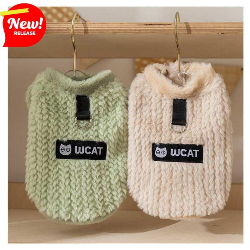 HKM-4417725 Fleece Vest for Small and Medium Dogs - Sleeveless Warm Pet Clothing in Soft Green and Neutral Beige