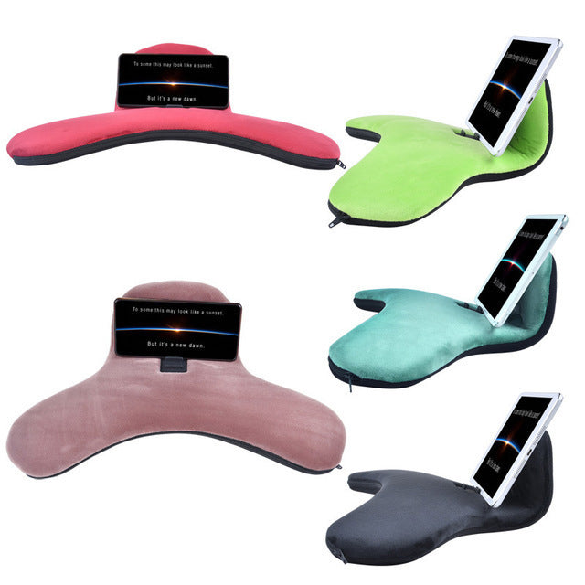 HKM-441811 Reading Pillow with Mobile Phone Clip and Wrist Support – Handmade Flannel and Woolen Cloth in Various Colors
