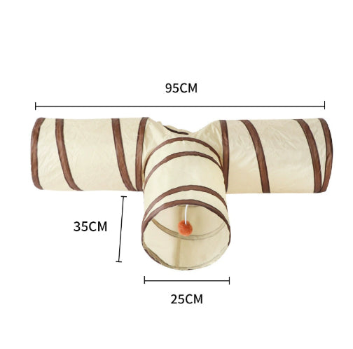HKM-4418237 Y-shaped Foldable Cat Tunnel with Drill Hole - Pink and Blue Edging, 25x35x3cm Pet Nest