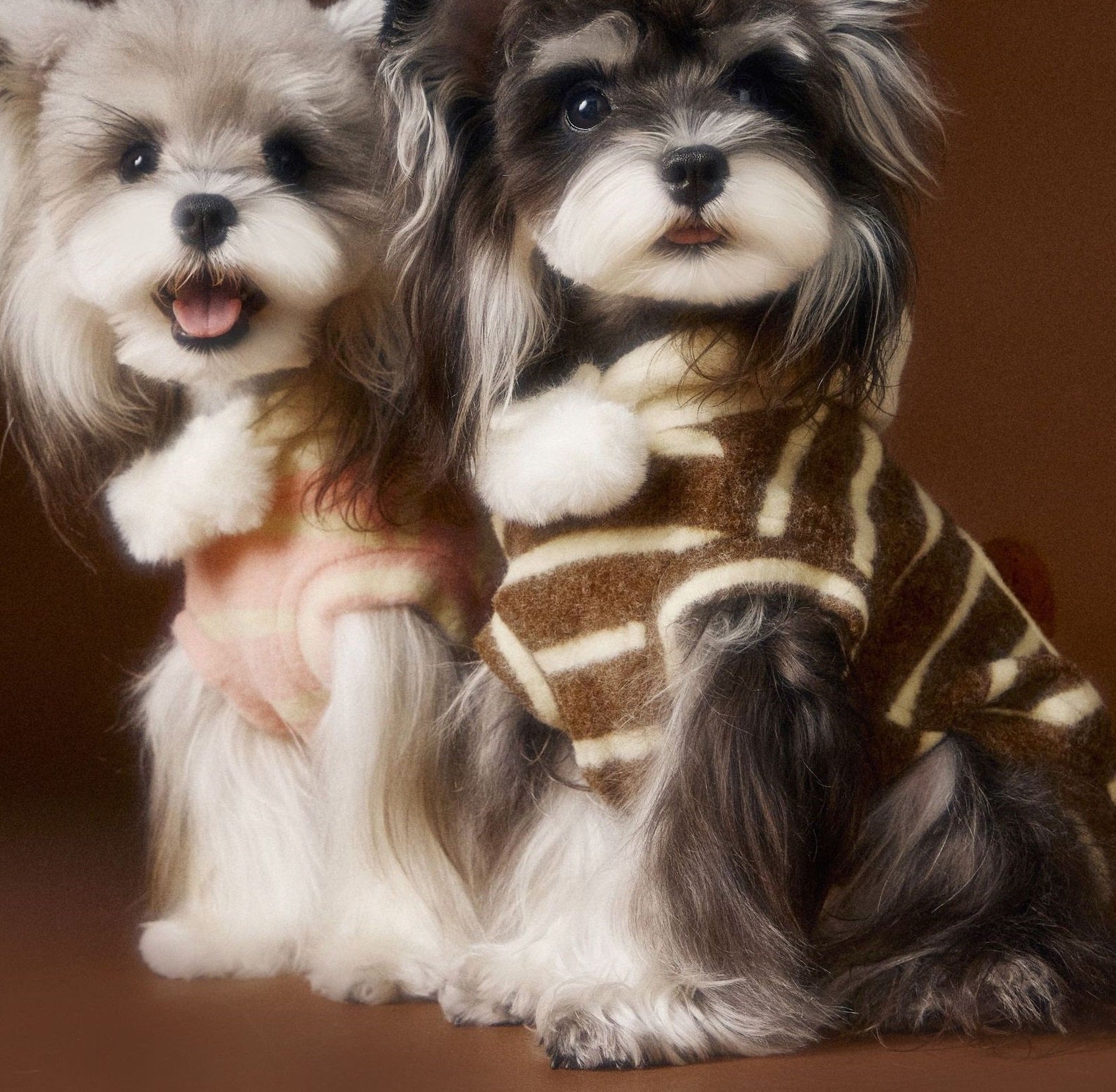 HKM-4418749 Cute Felt Biscuit Sweater for Pets in Pink and Coffee, Sizes XS-XXL