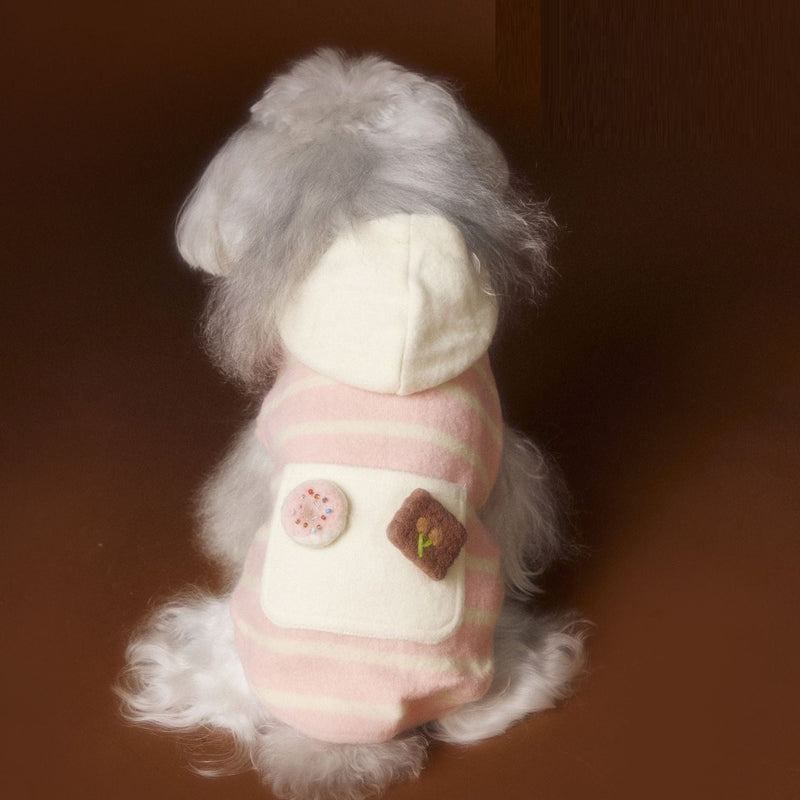 HKM-4418749 Cute Felt Biscuit Sweater for Pets in Pink and Coffee, Sizes XS-XXL