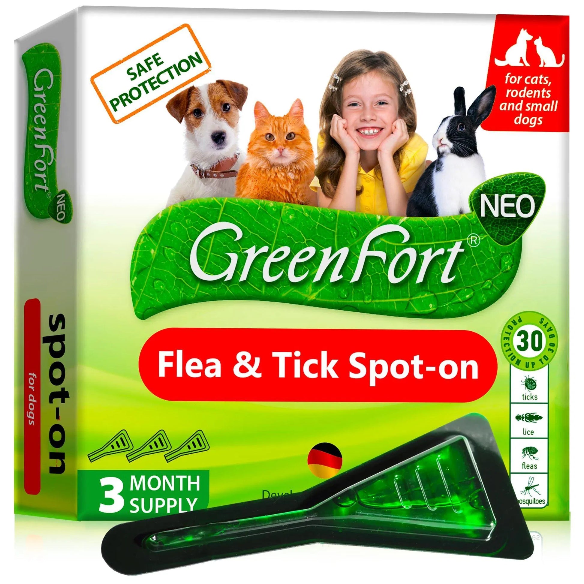 HKM-4419005 Natural Flea and Tick Prevention for Dogs, Cats, and Rabbits – Safe Topical Treatment with Essential Oils