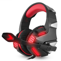 HKM-441939 Wired Gaming Headset with Adjustable Mic and LED Lighting for PC, PS4, Xbox One, and Mobile Devices