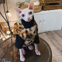 HKM-4419517 Casual Cotton Hypoallergenic T-Shirt for Hairless Cats in Black and White