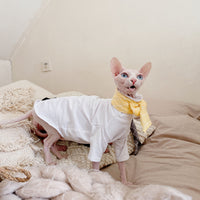 HKM-4419517 Casual Cotton Hypoallergenic T-Shirt for Hairless Cats in Black and White