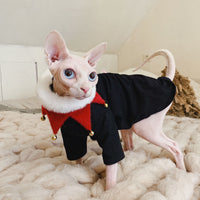 HKM-4419517 Casual Cotton Hypoallergenic T-Shirt for Hairless Cats in Black and White