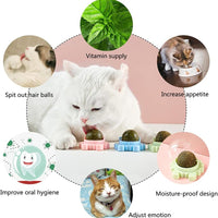 HKM-4420413 Catnip Wall Ball Cat Toy for Chewing and Teeth Cleaning - Removable Edible Cat Treats for Indoor Fun