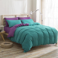 HKM-442067 Nordic Solid Color Aloe Cotton 4-Piece Bedding Set with Jacquard Quilt Cover and Pillowcases