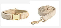 HKM-4420925 Minimalist Cream Pet Collar and Harness Set with Leash and Bow