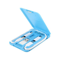 HKM-442131 Multi-Function Portable Data Cable Business Card Holder with Lightning, Micro USB, Type-C, OTG Interfaces - 20cm Length
