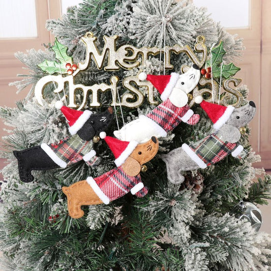 HKM-442195 Dressed Sausage Dog Christmas Decoration Pendant in Multiple Colors - 15x10cm