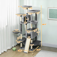 HKM-4422205 Multi-Level Cat Tree Tower with 2 Condos, 3 Hammocks, 8 Scratching Posts, Dark Gray