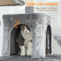 HKM-4422205 Multi-Level Cat Tree Tower with 2 Condos, 3 Hammocks, 8 Scratching Posts, Dark Gray