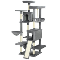 HKM-4422205 Multi-Level Cat Tree Tower with 2 Condos, 3 Hammocks, 8 Scratching Posts, Dark Gray