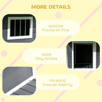 HKM-4422589 Outdoor Cabin-Style Dog House for Medium Dogs up to 53 lbs, Gray Fir Wood with Porch and Asphalt Roof