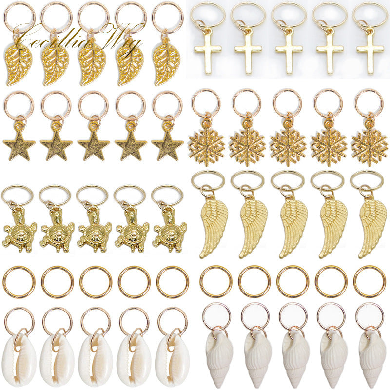 HKM-442323 Casual Metal Round Buckle Hair Loop for Dirty Braid Styles in Gold and Silver