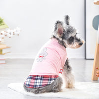 HKM-4424509 Warm Teddy Top for Small Dogs - Two-Legged Rhombus Design in Gray and Pink, Multiple Sizes Available