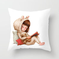 HKM-442643 Cartoon Panda Pillowcase - Cozy Peach Skin Cushion Cover for Bedroom and Living Room, 45x45cm