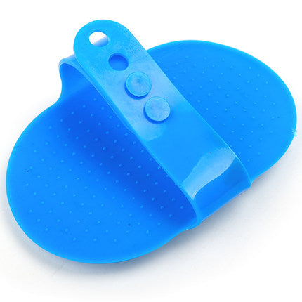 HKM-4426557 Dual-Color Elliptical Dog Bath Brush for Gentle Grooming and Cleaning